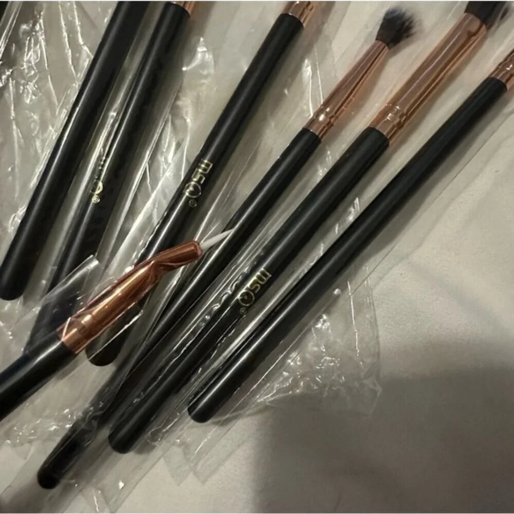 MSQ 8-Piece Eye Makeup Brush Set Black Rose Gold Blending & Detail Brushes